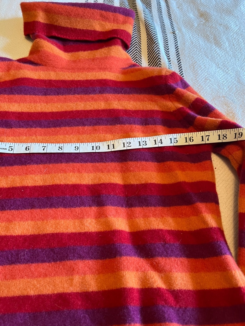 Old Navy Striped Cowl Neck Sweater in Red, Orange & Purple - Picture 3 of 5
